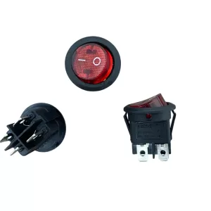 KCD1 Công Tắc Tròn 4 Chân 2 Vị Trí 20mm Màu Đỏ